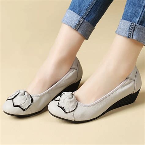 Spring new bow women fashion shoes mothers soft work comfortable shoes women's large size casual ...