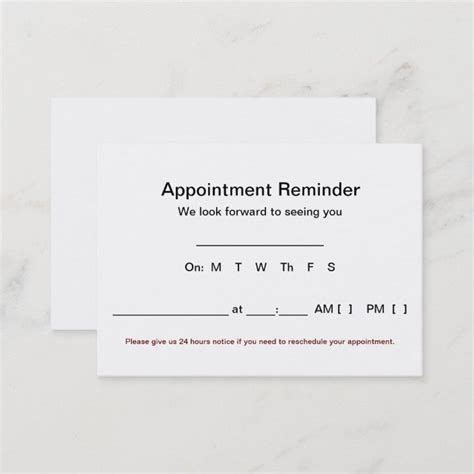 Large Appointment Reminder Cards (100 pack-White) | Zazzle.com