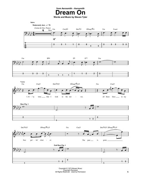 Dream On by Aerosmith - Bass Tab - Guitar Instructor