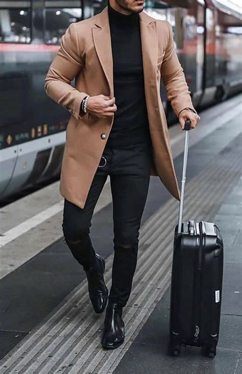 Outfit with black chelsea boots and brown coat for men Brown Coat Outfit Men, Black Outfit Men ...