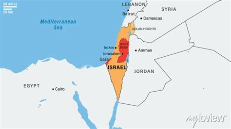 Map middle east region with israel border. the borders of israel posters for the wall • posters ...