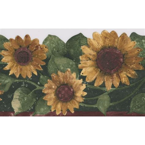 Wallpaper Border - Sunflower Floral Wall Border Flowers for Kitchen Bathroom Living Room, Roll ...