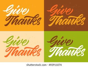 Give Thanks Calligraphy Handwritten Text Greeting Stock Vector (Royalty Free) 492911074 ...