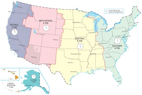 Printable Time Zone Map United States