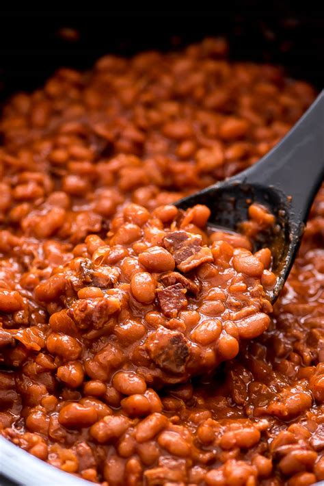 Slow Cooker Baked Beans with Bacon - Garnish & Glaze