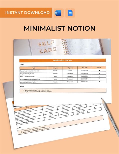 Minimalist Notion Template in Word, Google Docs - Download | Template.net