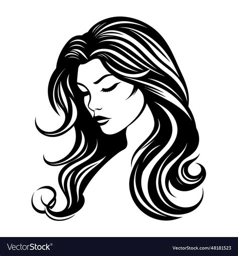 Beautiful long hair girl silhouette Royalty Free Vector