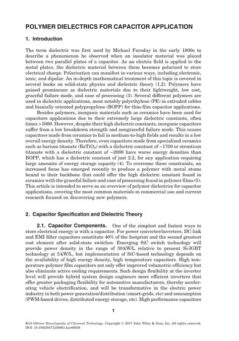 (PDF) Polymer Dielectric for Capacitor Applications