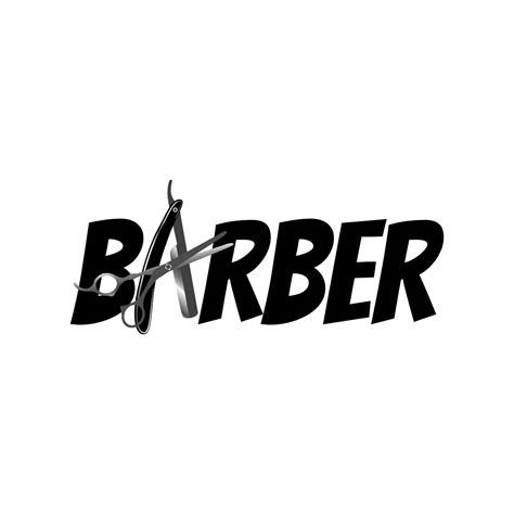 simple modern black and white barber shop logo template with scissor 01 10348210 Vector Art at ...