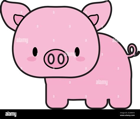 cute pig baby kawaii, line and fill style icon vector illustration design Stock Vector Image ...