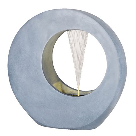 Lumineo Circular Fountain Water Feature, Concrete Grey