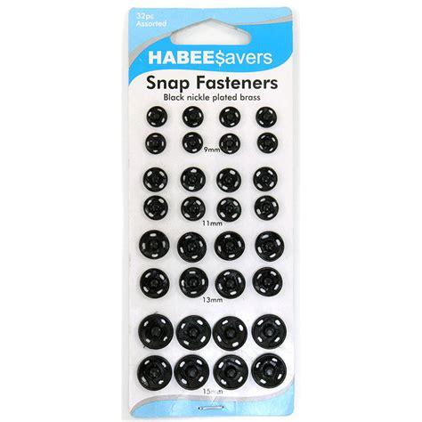 Snap Fastener, Assorted Sizes, Black - Norwood Sewing Centre