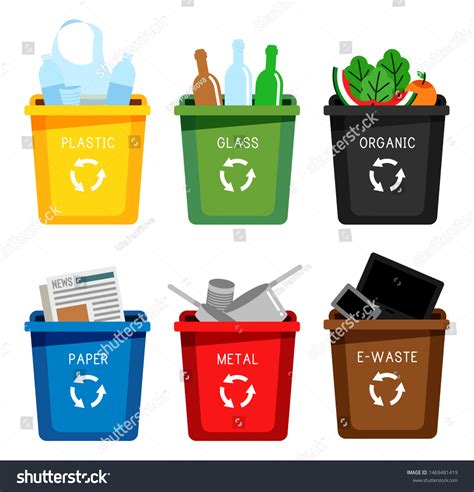 Different Colored Trash Cans Recycle Bins Stock Vector (Royalty Free) 1469481419 | Shutterstock