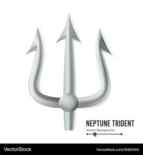 Neptune trident silver realistic 3d Royalty Free Vector