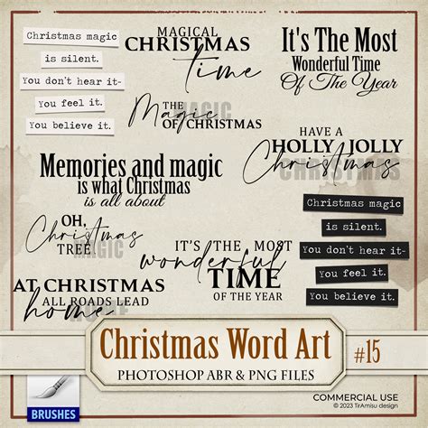 Christmas Word Art Digital PNG Clipart, Art Journal Printable Inspirational Quotes, Labels ...