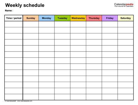 Weekly Schedule Free Printable