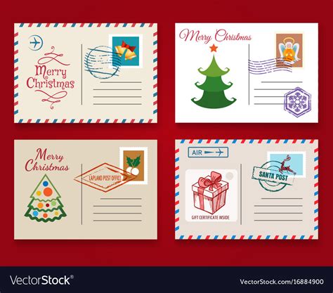 Christmas postcard template set Royalty Free Vector Image