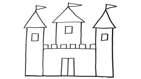 Cartoon Castle Images To Draw : Castle Drawing Draw Cartoon Wall Step Easy Drawings ...