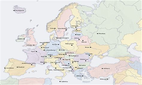 Europe Map Countries And Capitals