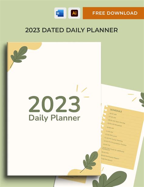 Free 2023 Dated Daily Planner Template - Illustrator, Word, PDF | Template.net