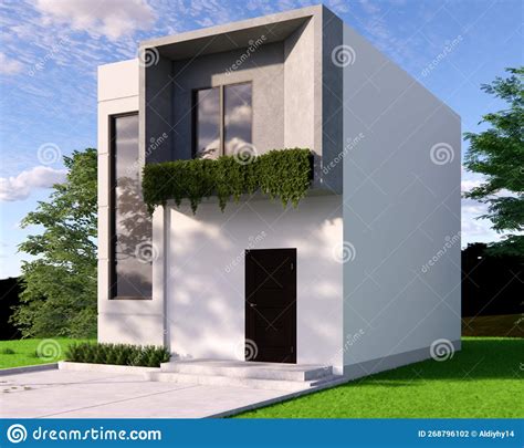 Modern House Facade Design with Concrete Walls Stock Photo - Image of siding, cottage: 268796102