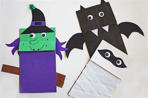 Easy Halloween Paper Bag Puppets | Halloween paper bags, Paper bag puppets, Halloween treats for ...