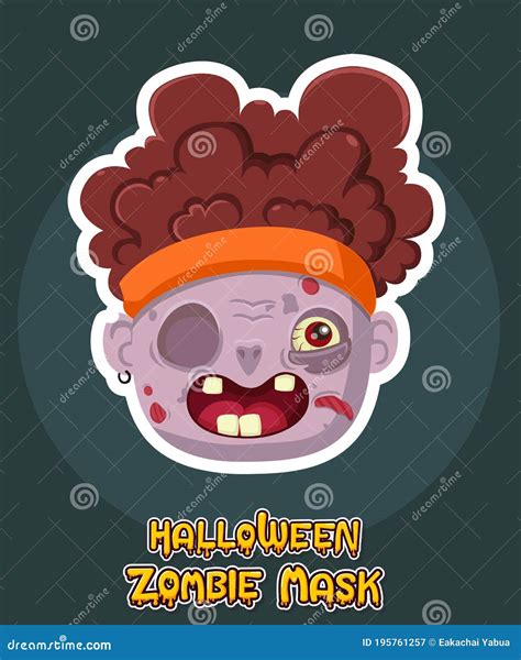 Halloween Zombie Mask Vector Design. Vector Clip Art Illustration with Simple Gradient Stock ...