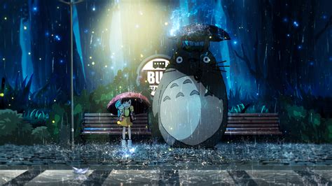 My Neighbor Totoro - Rainy Night HD Wallpaper by zapdosify