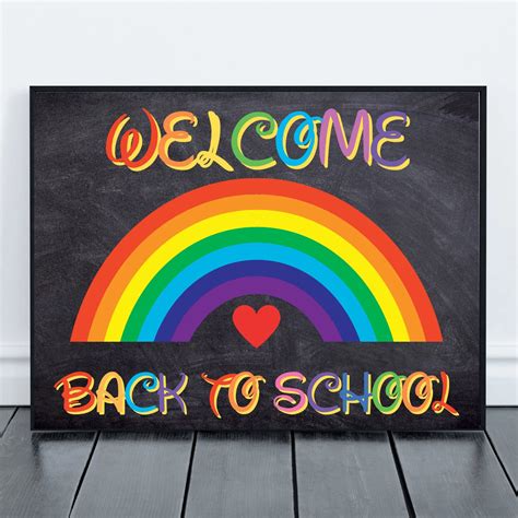 Welcome Back to School Sign Classroom Decor Rainbow School - Etsy