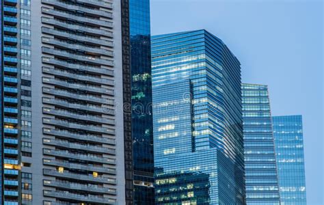 Glass Facade Building Tower Night View Stock Photo - Image of background, dusk: 149369604