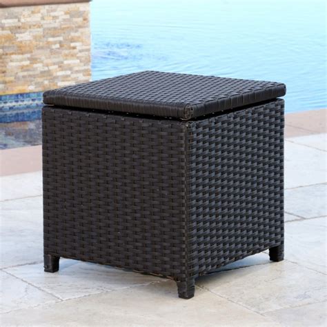 Abbyson Newport Outdoor Espresso Wicker Storage Ottoman Brown | eBay