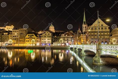 Old Town of Zurich at Night Stock Photo - Image of academic, capital: 50625252