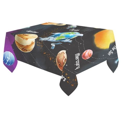 MYPOP Romantic Planet Solar System Cotton Linen Tablecloth 60x84 Inches, Galaxy Outer Space ...