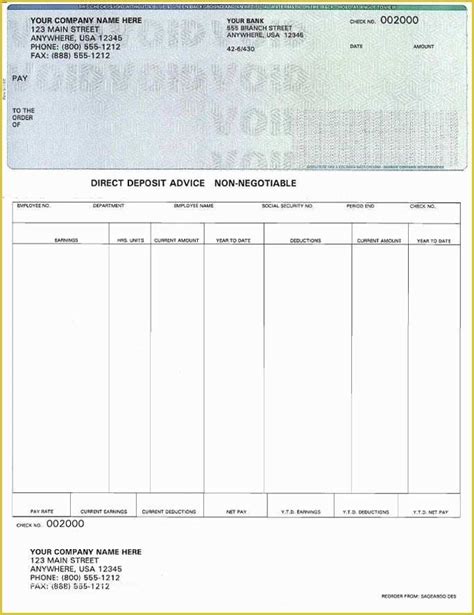 Free Payroll Check Printing Template - Printable Word Searches