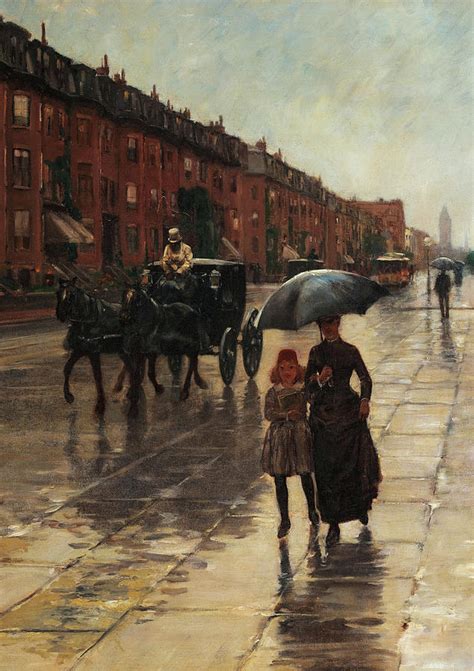 A Rainy Day in Boston, 1885 Painting by Childe Hassam - Pixels