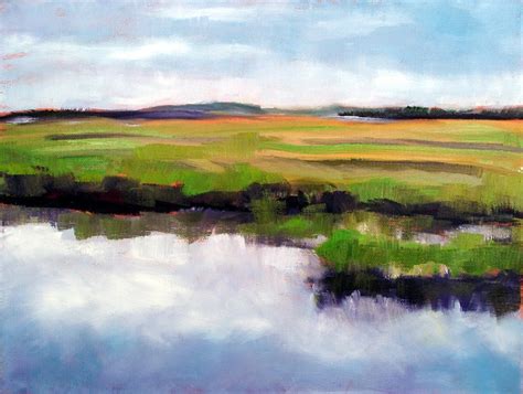 Abstract Landscape Original Oil Painting Marsh