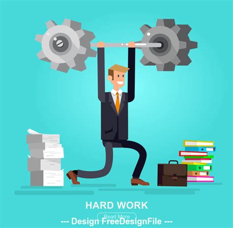 Hard work cartoon illustration vector free download