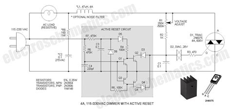 110V/220V Light Dimmer Circuit with Active Reset