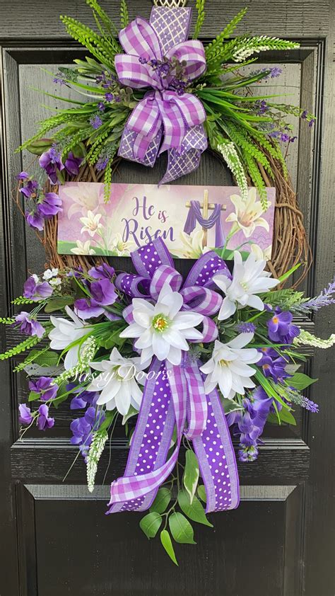 Easter Wreaths, Easter Religious Wreaths, Spring Wreaths For Front Door, He Is Risen Wreath ...