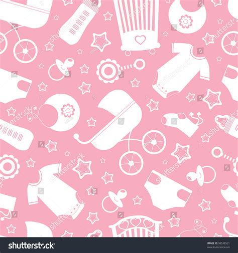 Pink Baby Shower Seamless Background Stock Vector (Royalty Free) 98538521 | Shutterstock