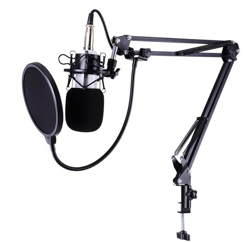 Condenser Microphone Kit Studio Pop Filter Boom Scissor Arm Stand Shock Mount