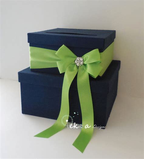 Wedding Gift Card Box / Wedding Card Box / Wedding Money Box / Wedding Card Holder / 2 Tier navy ...