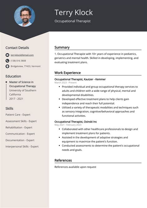 Experienced Occupational Therapist Resume Example (Free Guide)