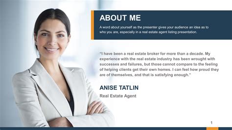 Professional Real Estate About Me PowerPoint Slide - SlideStore