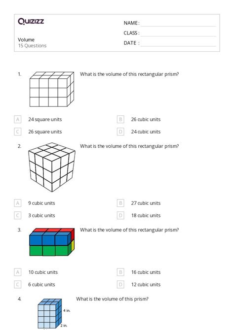 50+ units of volume worksheets for 5th Class on Quizizz | Free & Printable