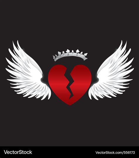 Broken heart wings Royalty Free Vector Image - VectorStock