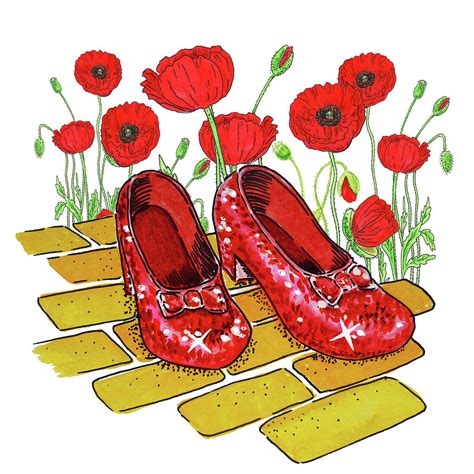 Ruby Slippers Red Poppies Wizard Of Oz Painting by Irina Sztukowski - Pixels