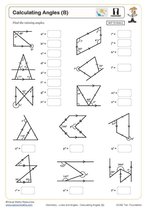 Calculating Missing Angles Worksheet