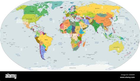 Global political map of the world, capitals and major city included, vector Stock Photo - Alamy