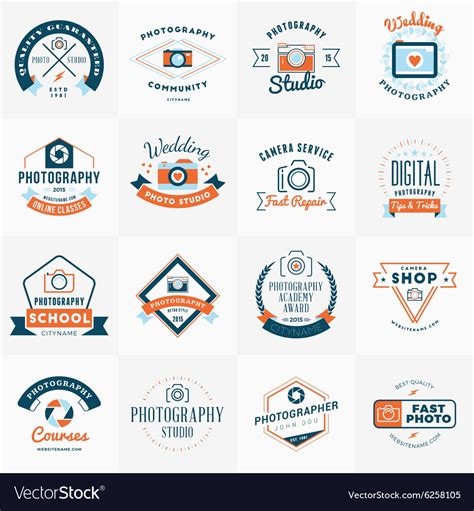 Set of photography logo design templates Vector Image